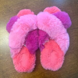 Cat & Jack Fuzzy Pink and Purple Slippers